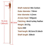 Mixed Carbon Arrows, 12 pcs, 31.5 Inch Spine