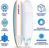 Classic Soft Top Foam 8ft Surfboard - Stable Durable for All Skill Levels