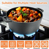 Pre-Seasoned Cast Iron Double Dutch Oven With Loop Handles, Pot + Lid - Cast Iron Dutch Oven with Lid BBQ,7/9 Quart