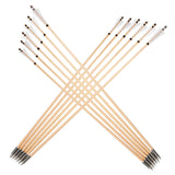 Wooden Arrows, 12 pcs, with 5" Turkey Feathers