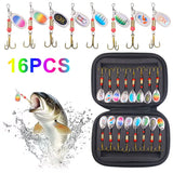 16Pcs Metal Spoon Spinner Fishing Lure 3g