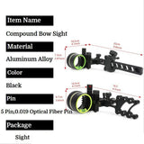 Compound Bow 5 Pin Sight 0.019" Fiber Optic Adjustable Alloy Right Hand for Hunting Target Shooting Outdoor Sports Accessories