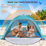 Beach Tent Sun Shelter with Extended Sand Mat