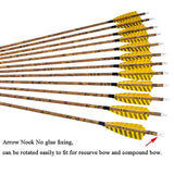 12pcs Archery Mixed Carbon Arrows 31.5 Inch Turkey Feathers
