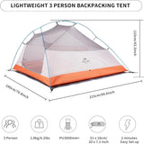 Cloud-Up 3 Person Lightweight Backpacking Tent with Footprint