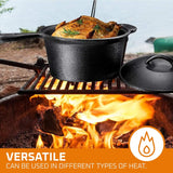 Camping Cooking Set Of 7. Pre Seasoned Cast Iron Pots And Pans Dutch Oven With Lids For Outdoor