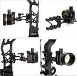 Archery 5 Pin Bow Sight 0.019" Fiber Optic Adjustable Alloy Right Hand for Compound Bow Hunting Target Practice Shooting Use