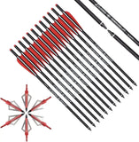 Crossbow Bolts 20 Inch Carbon w/Broadheads