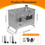 Hot Tent Stove with 4 Chimney Pipe
