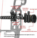 Compound Bow 5 Pin Sight 0.019" Fiber Optic Adjustable Alloy Right Hand for Hunting Target Shooting Outdoor Sports Accessories