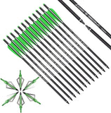 Crossbow Bolts 20 Inch Carbon w/Broadheads