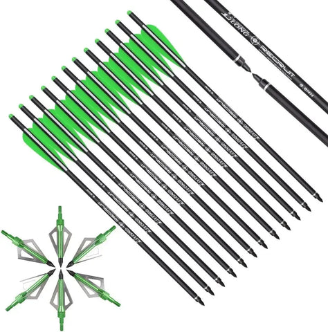 Crossbow Bolts 20 Inch Carbon w/Broadheads