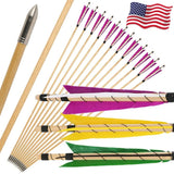 Wooden Longbow Arrows 32" Natural Turkey Feather